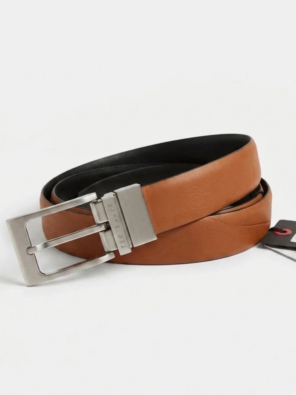 New Ted Baker London Leather Belt – Reversible Cognac Tan & Dark Navy Blue